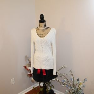 WHBM knit cream and gold shimmer sweater Size S